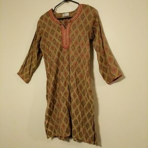 Red and green Indian embroidered tunic